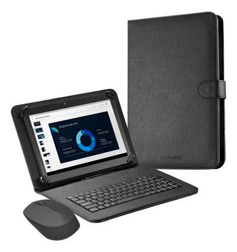 Capa Com Teclado Mouse P/ Tablet Galaxy Tab A7 Sm-t505 10.4