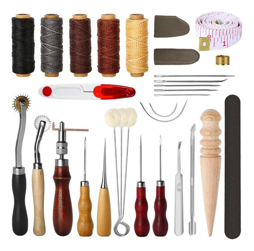 31 Pcs De Herramientas Costura De Cuero Diy Kit De Costura