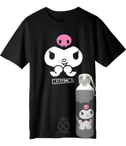 Polera Kuromi + Botella En Aluminio - Edicion - Estampaking