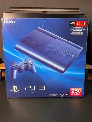 Ps3 Super Slim 250gb Azul Edição Limitada Na Caixa Original