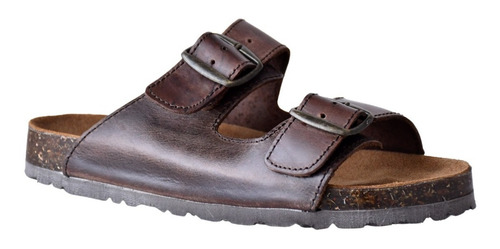 Sandalias Caballero Hombre Piel Chanclas Cafe Flexible 101