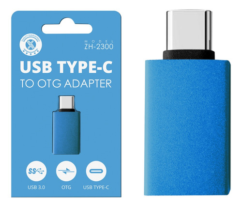 Adaptador USB-C para USB 3.0 para notebook Macbook Otg, cor azul - adaptador USB tipo C para USB