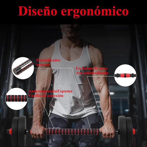 Mancuernas Juego Ajustable 20 Kg Color Negro Kit De Pesas