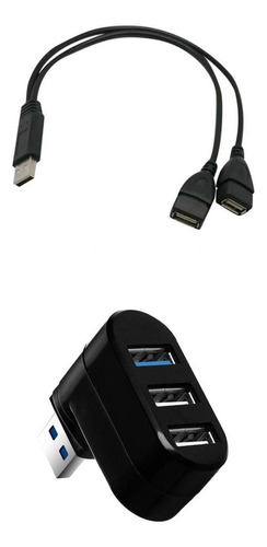 Hub Usb 3 Puertos Mini Usb 3.0 Usb 2.0 Giratoria Para Pc +