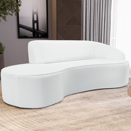 Sofá 3 Lugares Curvo Firenze Direito Corano Branco 210cm C12