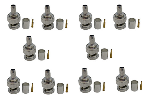 Kit 10 Pçs Conector Bnc Macho Para Crimpar Rg59