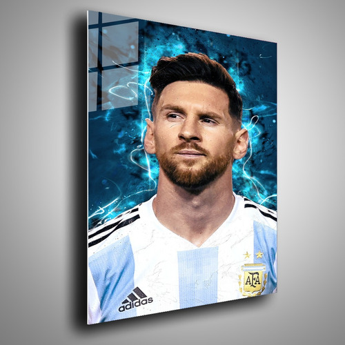 Cuadro Metálico Messi Argentina Neon Deportes Art 40x60cm