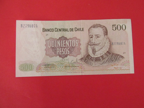 Billete Chile 500 Pesos Firmado Seguel-court Año 1986 Escaso