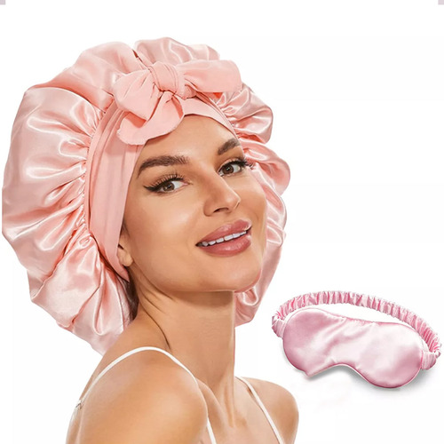 2pzs Gorro De Seda Para Dormir Y Máscara De Ojo Para Mujer