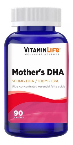 Mother´s Dha / Omega 3 (90 Cápsulas) Vitamin Life Sabor Sin sabor