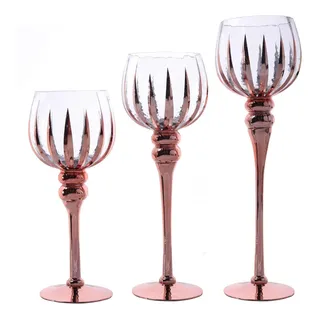 Juego De 3 Copas Portavelas Oro Rosa