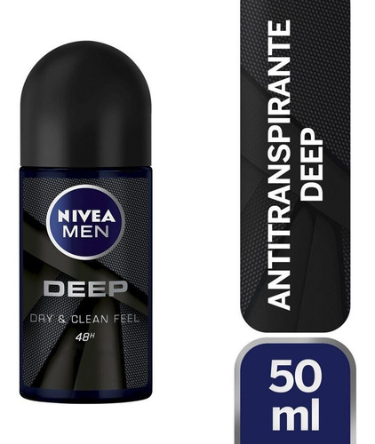 Nivea Men Deep Antitranspirante Dry & Clean Roll On 50 Ml.