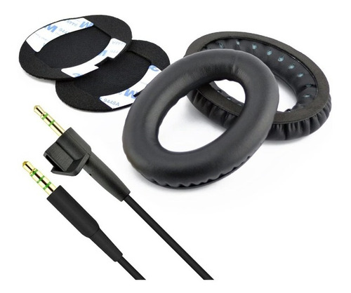 Almohadillas + Cable Mic Para Bose Ae2 Ae2i Ae2w Negro