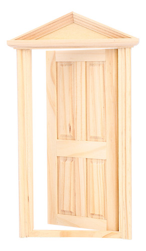 Puerta De Madera Diy 1:12 Con Forma De Aguja De Simulación D