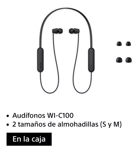 Auriculares inalámbricos  Sony WI-C100B, Micrófono, 25 horas de batería,  Asistentes de voz, Bluetooth, Negro