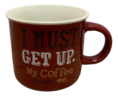 Tazas De Porcelana Coffe I Must Get Up 350ml Color Rojo