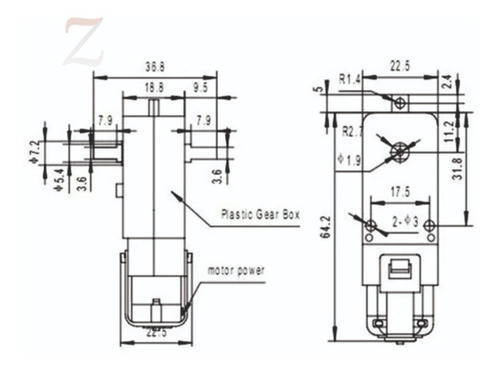 Motor Dc 3-6v Caixa De Redução Eixo Duplo Robótic Arduino Nf