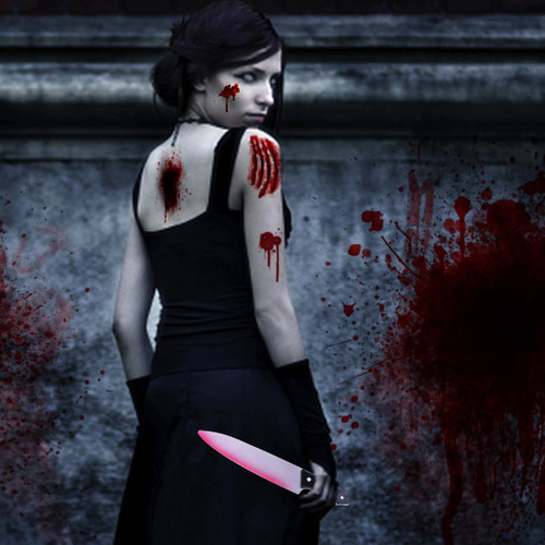 2 Cuchillos Falsos De Plástico De Halloween Con Sangre