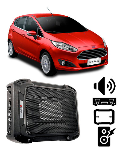 Caixa Amplificada Ford New Fiesta 2011 A 2014 350w Rms Slim