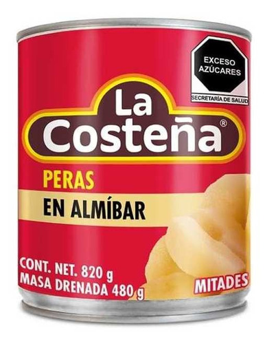 Peras En Almíbar La Costeña En Mitades 820 Gr 6 Piezas