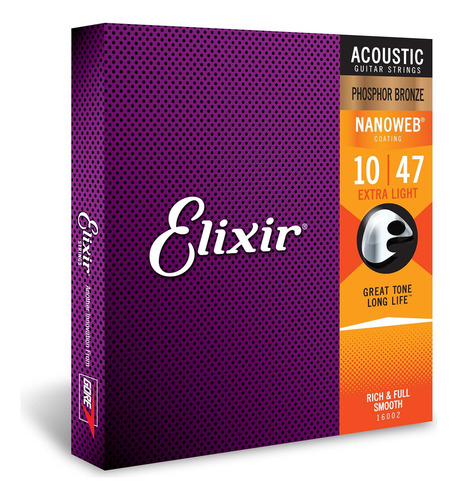 Elixir Phosphor Bronze 10-47 Cuerdas Guitarra Acústica 16002