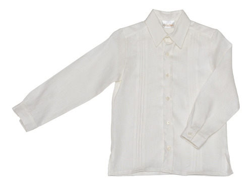 Elegante Guayabera Blanca 100% Lino Manga Larga Talla 12