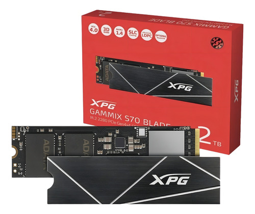 Ssd M.2 Nvme 2tb Pcie Gen4x4 Adata Blade Xpg S70 3d Nand Preto