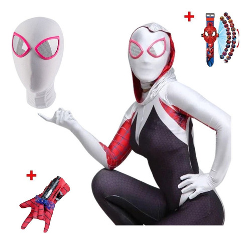 Fantasia Aranha Gwen Stacy Homem Aranha 110-180cm