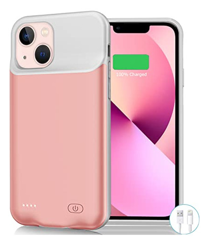 Funda Con Bateria De 6500 Mah Para iPhone 13 Mini Rosa 