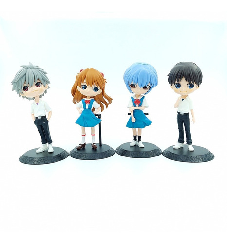 Set 4 Figuras Evangelion Asuka Rei Shinji Anime De Colección