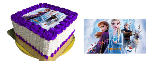 Oblea Para Pastel Frozen 3 Rectangular En Tinta Comestible.