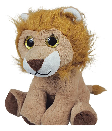 Leão De Pelúcia Sentado Safari Olho Brilhante 22cms