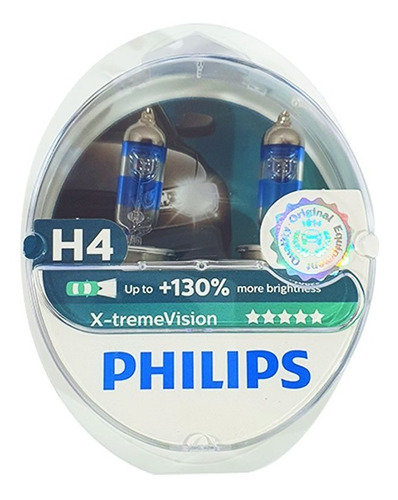 Kit Lâmpadas Philips H4 60/55w Xtreme Vision +130% Luz 3750k