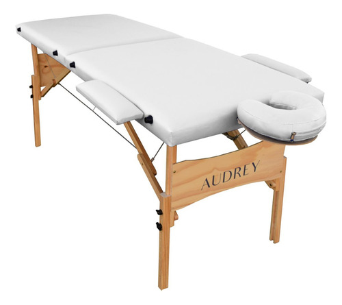 Maca portátil dobrável  massagems de madeira cor branco Audrey Standard 