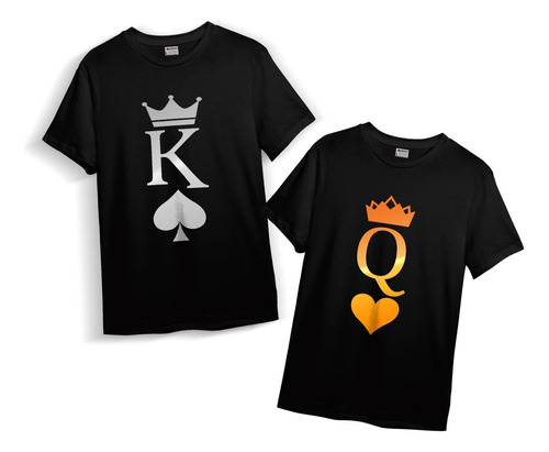 Polera Pack Parejas Día De Los Enamorados King Queen Poker 