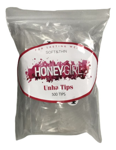 Unhas Tips Honey Girl Curvatura C Transparente 500 Unidades