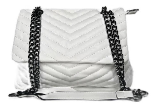 Bolsa Bag Feminina Corrente Transversal Moderna Elegante Cor Branco