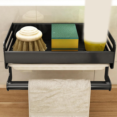 Soporte De Cepillo De Jabón De Esponja De Carrito De Negro