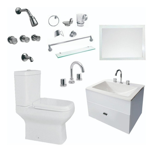 Combo De Baño Vanitory 60cm Griferia Set 7 Pzs Inodo- Cuotas