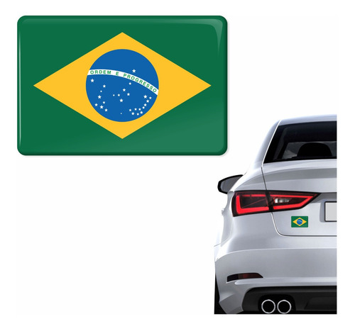 Emblema Adesivo Bandeira Brasil 3d Resinado Carro Bd1 Fgc