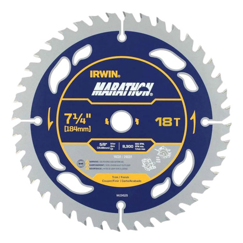 Disco Serra Circular Marathon 7.1/4 18 Dentes 184mm Irwin