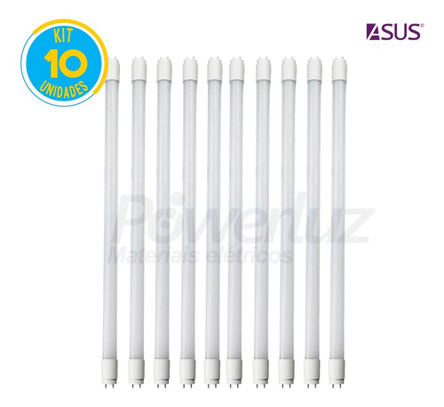 Kit 10 Lampada Led Tubular 9w 60cm T8 Branco Frio Inmetro