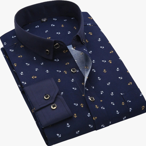 Camisa Algodón Poliester Hombre Color Azul Casual