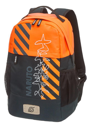 Mochila Costas Naruto Shippuden Power Preto E Coral