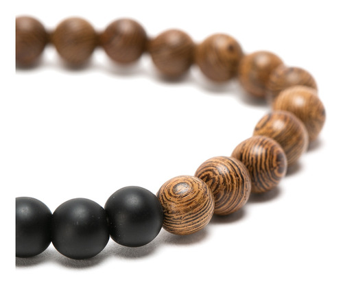 Imagen 5 de 10 de Pulsera De Piedras Naturales Madera Onix
