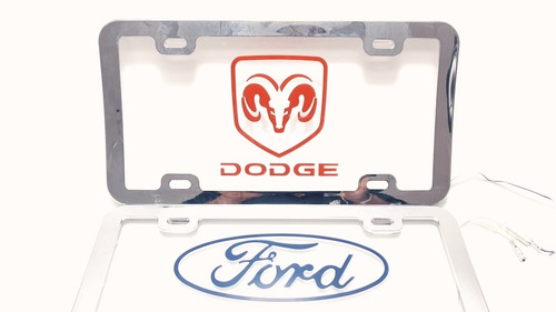 Imagen 11 de 11 de Porta Placa De Acrilico Con Luz Ford Chevrolet Gm Dodge