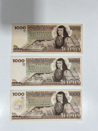 Set 3 Billetes De 1000 Pesos, 3 Diferentes Emisiones. Unc (Usado)