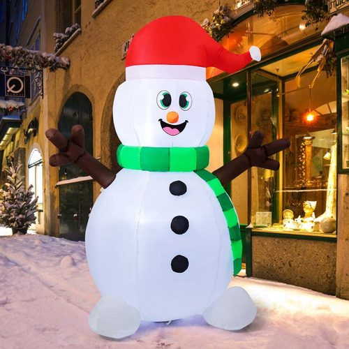 - . Decoración Navideña Inflable Con Muñeco De Nieve Sentado
