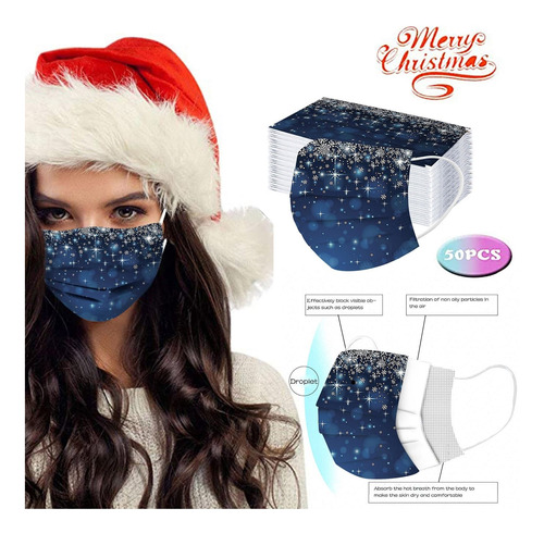 Máscara De Navidad Hombre Mujer Mascarilla Desechable Indust