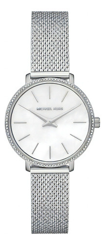 Reloj Mujer Michael Kors Cristal Mineral 32 Mm 50 Atm Mk4618 Color Del Fondo Plateado Color De La Correa Plateado Color Del Bisel Plateado